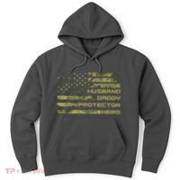 Husband Daddy Protector Hero Camouflage Usa Flag Hoodie thumb 0