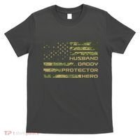 Husband Daddy Protector Hero Camouflage Usa Flag T-Shirt thumb 0