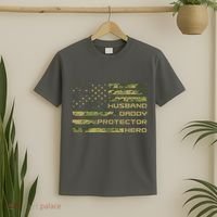 Husband Daddy Protector Hero Camouflage Usa Flag T-Shirt thumb 2