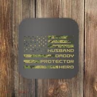 Husband Daddy Protector Hero Camouflage Usa Flag Coaster thumb 0