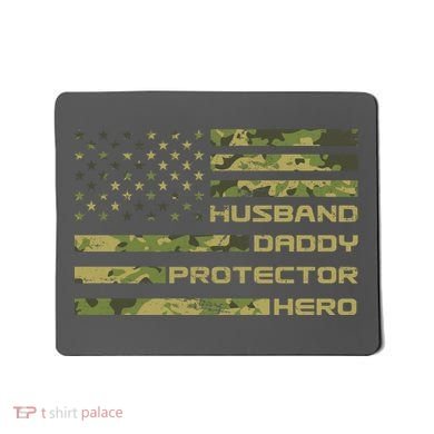 Husband Daddy Protector Hero Camouflage Usa Flag Mousepad
