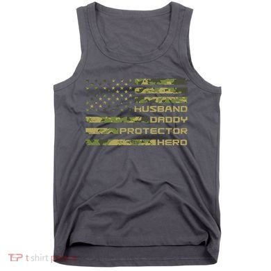Husband Daddy Protector Hero Camouflage Usa Flag Tank Top