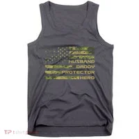 Husband Daddy Protector Hero Camouflage Usa Flag Tank Top thumb 0