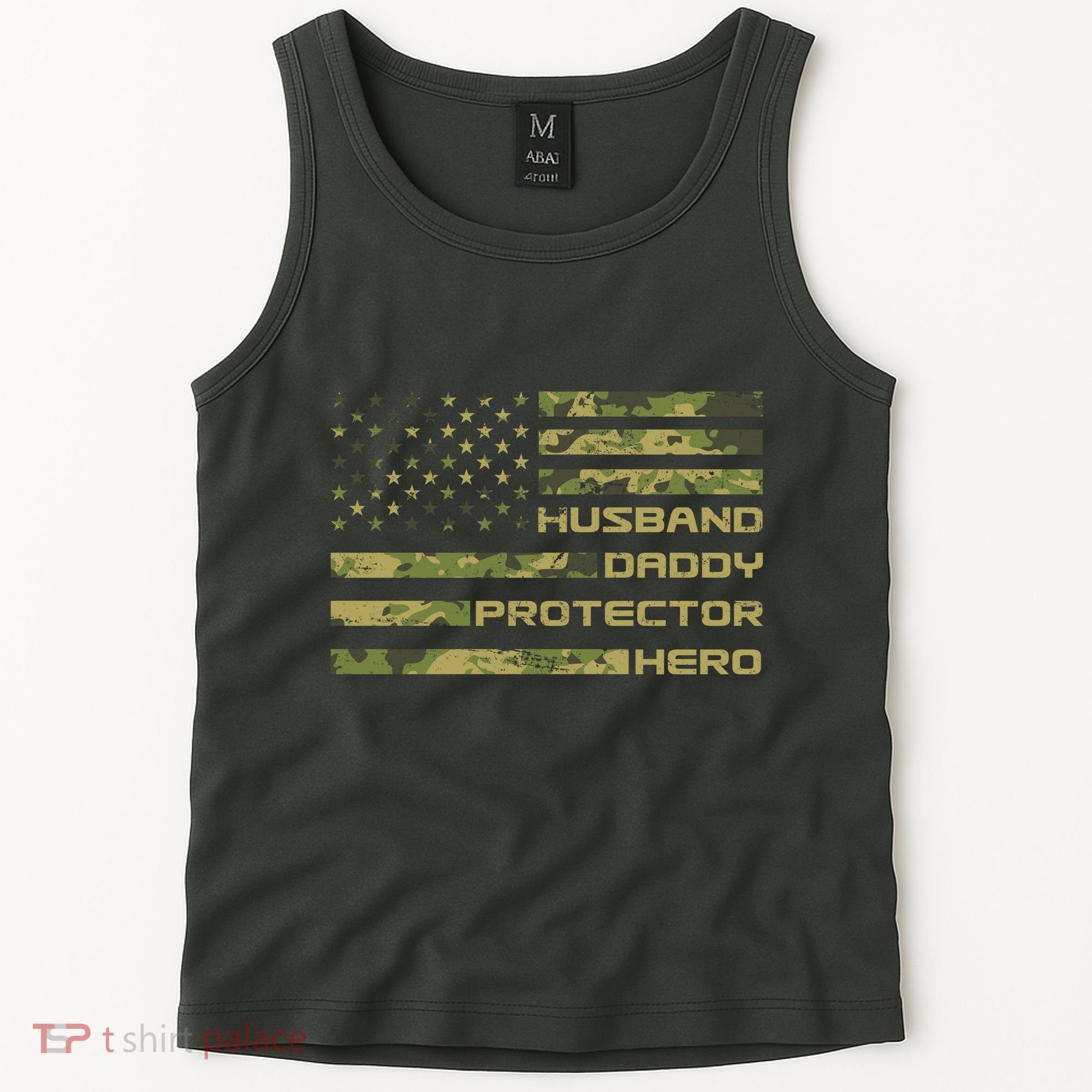 Husband Daddy Protector Hero Camouflage Usa Flag Tank Top