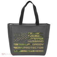 Husband Daddy Protector Hero Camouflage Usa Flag Tote Bag thumb 0