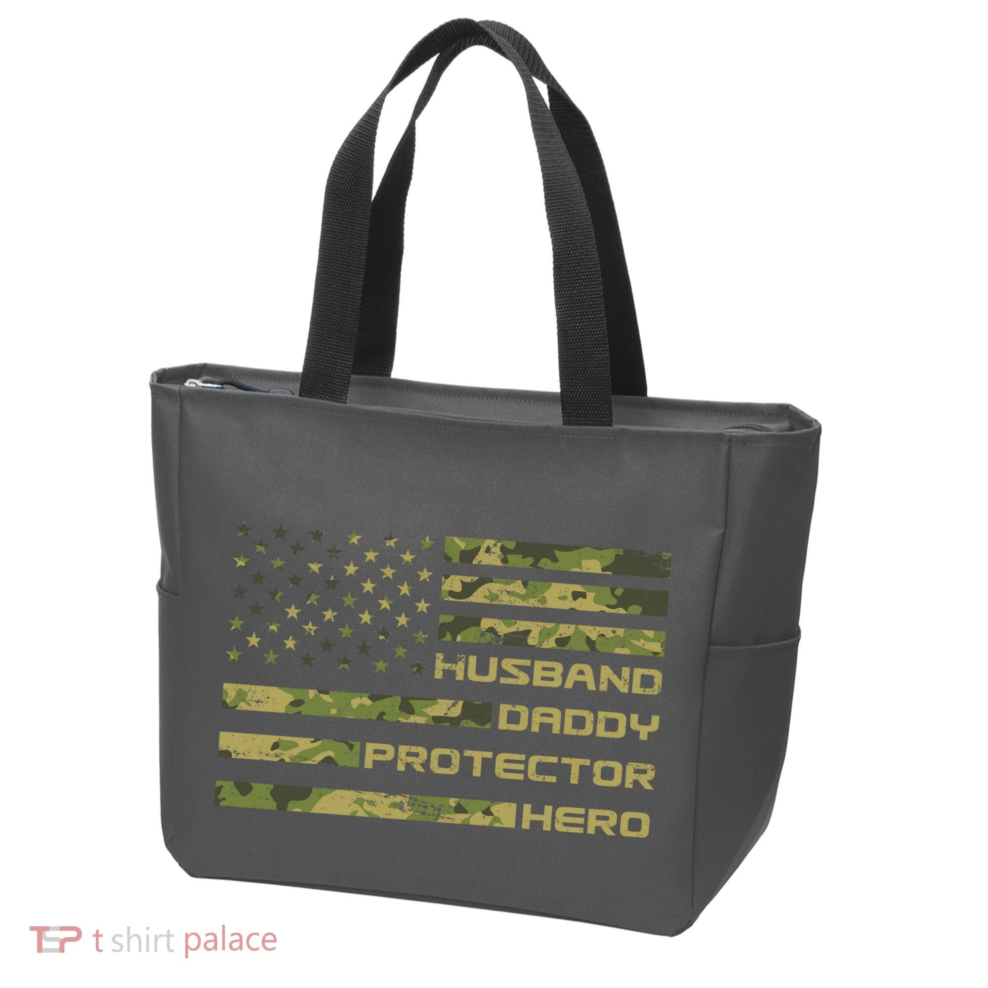 Husband Daddy Protector Hero Camouflage Usa Flag Tote Bag