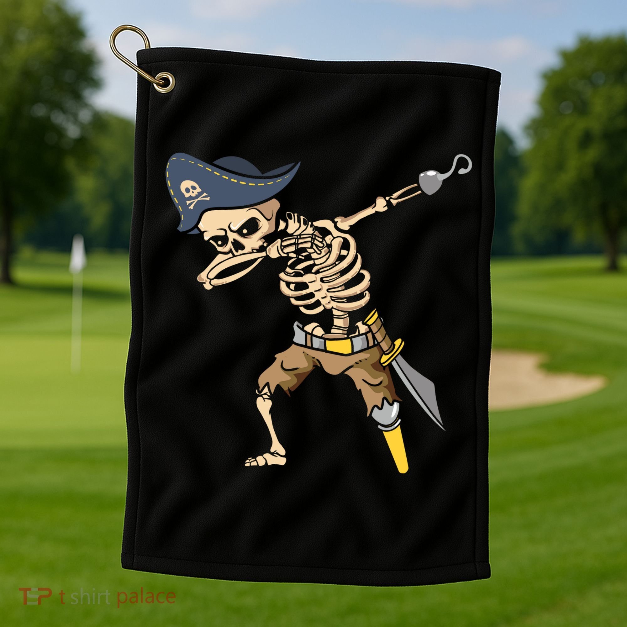 Halloween Dabbing Pirate Skeleton Golf Towel