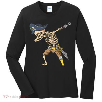 Halloween Dabbing Pirate Skeleton Women's Long Sleeve Shirt