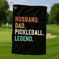 Husband Dad Pickleball Legend Funny Dad Pickleball Golf Towel thumb 1