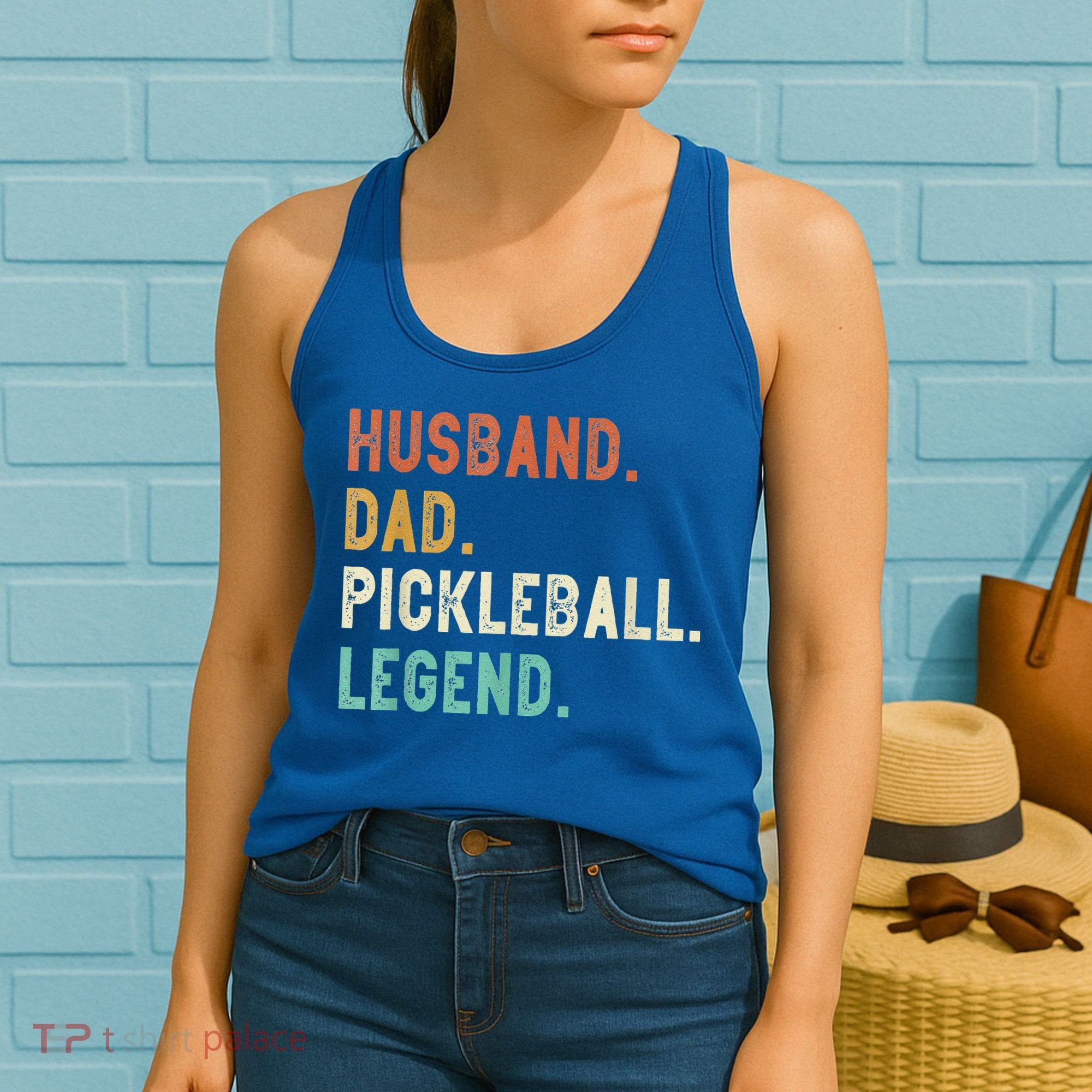 Husband Dad Pickleball Legend Funny Dad Pickleball Women's Tank Top