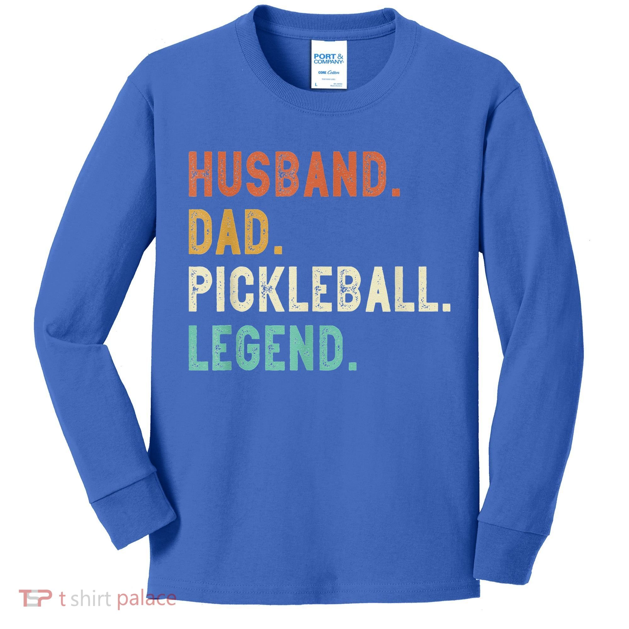Husband Dad Pickleball Legend Funny Dad Pickleball Kids Long Sleeve Shirt