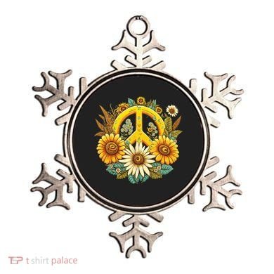Hippie Daisy Peace Sign Retro Flower Sunflower Lovers Ornament