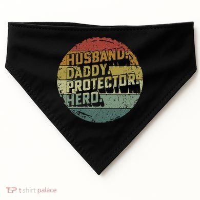 Husband Daddy Protector Hero Fathers Day Vintage USA-Made Doggie Bandana