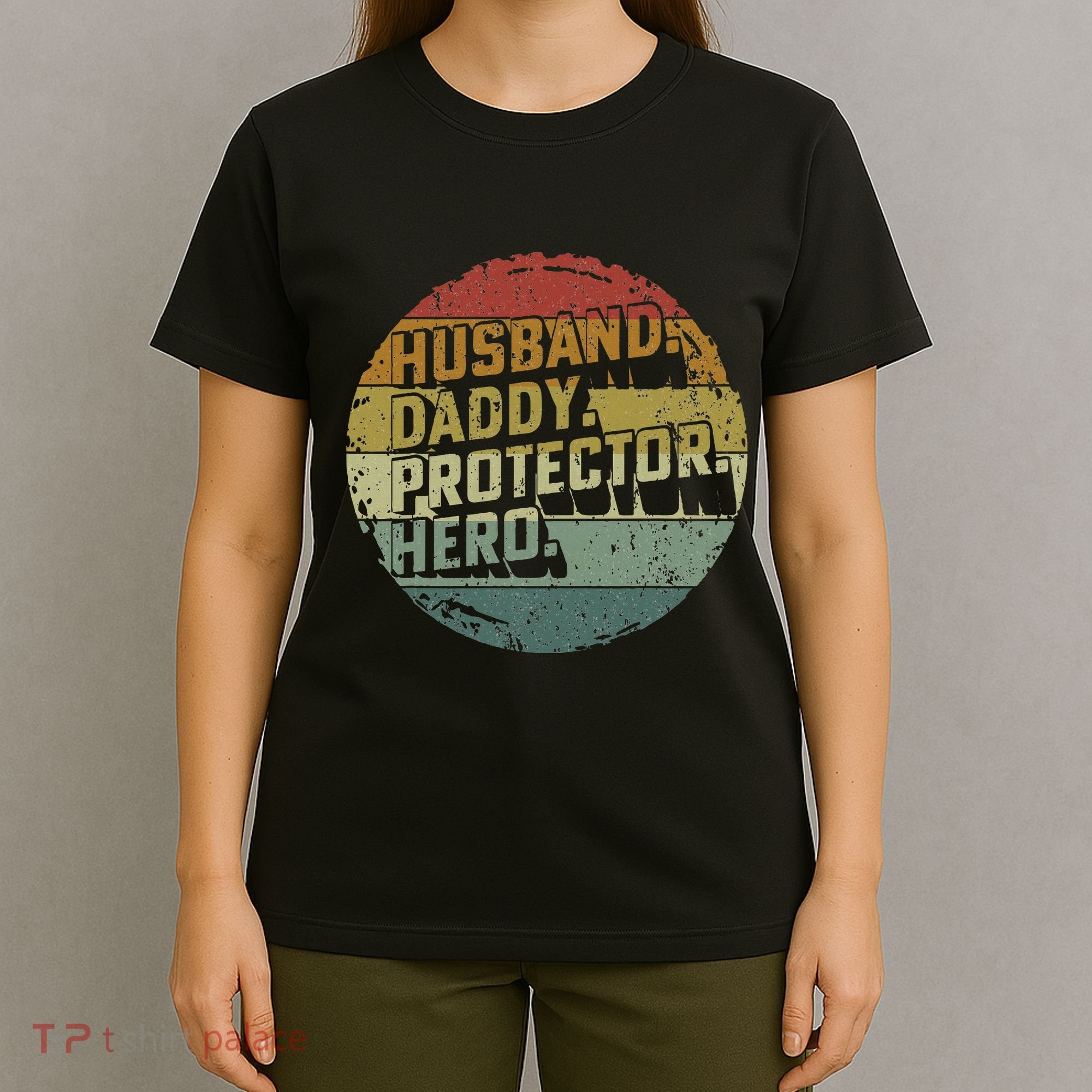 Husband Daddy Protector Hero Fathers Day Vintage T-Shirt