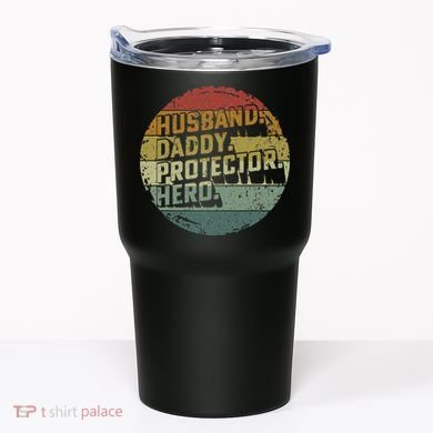 Husband Daddy Protector Hero Fathers Day Vintage Tumbler