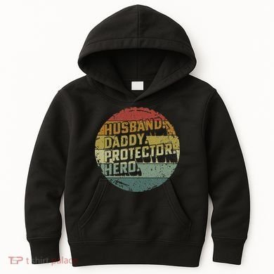 Husband Daddy Protector Hero Fathers Day Vintage Kids Hoodie