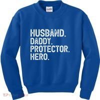 Husband Daddy Protector Hero Cool Gift Kids Sweatshirt thumb 0