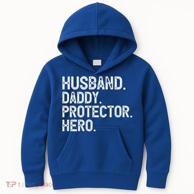 Husband Daddy Protector Hero Cool Gift Kids Hoodie