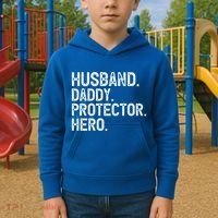 Husband Daddy Protector Hero Cool Gift Kids Hoodie thumb 2