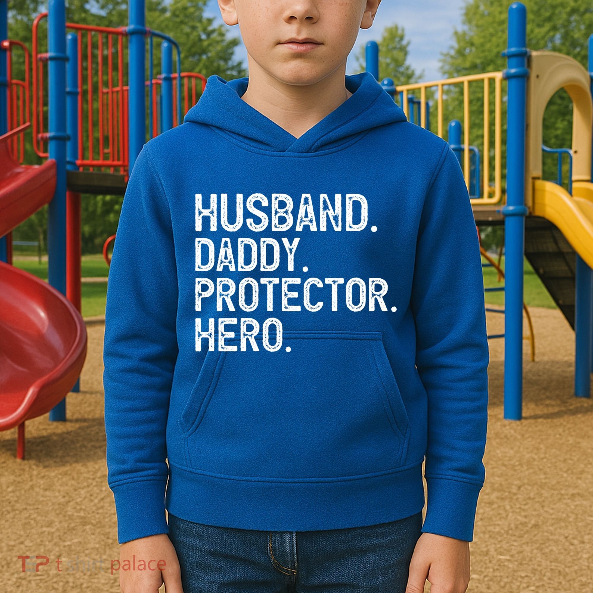 Husband Daddy Protector Hero Cool Gift Kids Hoodie