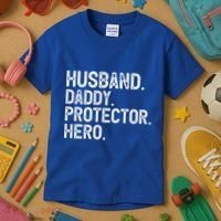 Husband Daddy Protector Hero Cool Gift Kids T-Shirt thumb 3