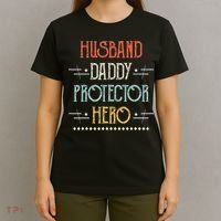 Husband Daddy Protector Hero Best Dad Fathers Day Gift T-Shirt thumb 4