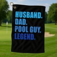 Husband Dad Pool Guy Legend Funny Men Golf Towel thumb 1
