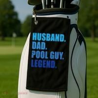 Husband Dad Pool Guy Legend Funny Men Golf Towel thumb 2