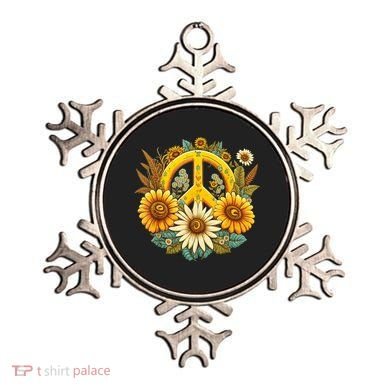Hippie Daisy Peace Sign Retro Flower Sunflower Lovers Ornament