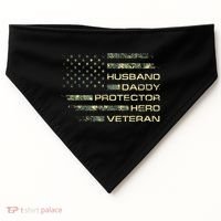 Husband Daddy Protector Hero Veteran Usa Flag Camouflage Dad USA-Made Doggie Bandana thumb 0