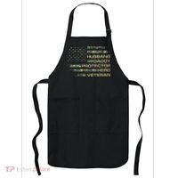 Husband Daddy Protector Hero Veteran Usa Flag Camouflage Dad Apron thumb 0