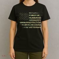 Husband Daddy Protector Hero Veteran Usa Flag Camouflage Dad T-Shirt thumb 4