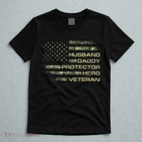 Husband Daddy Protector Hero Veteran Usa Flag Camouflage Dad T-Shirt thumb 5