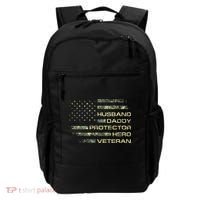 Husband Daddy Protector Hero Veteran Usa Flag Camouflage Dad Backpack thumb 0