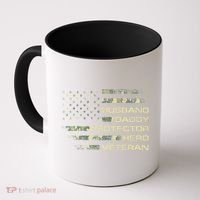 Husband Daddy Protector Hero Veteran Usa Flag Camouflage Dad Coffee Mug thumb 0