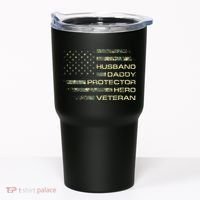 Husband Daddy Protector Hero Veteran Usa Flag Camouflage Dad Tumbler thumb 0