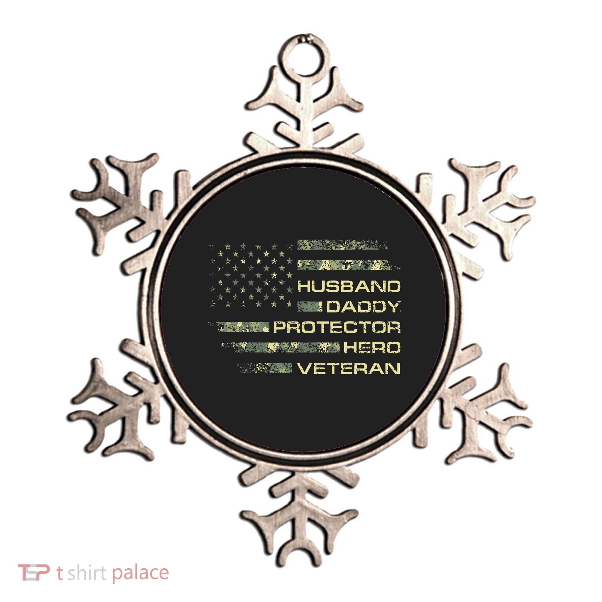 Husband Daddy Protector Hero Veteran Usa Flag Camouflage Dad Ornament