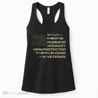 Husband Daddy Protector Hero Veteran Usa Flag Camouflage Dad Women's Tank Top thumb 0
