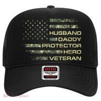 Husband Daddy Protector Hero Veteran Usa Flag Camouflage Dad Hat thumb 0