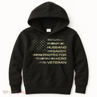 Husband Daddy Protector Hero Veteran Usa Flag Camouflage Dad Kids Hoodie thumb 0