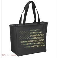 Husband Daddy Protector Hero Veteran Usa Flag Camouflage Dad Tote Bag thumb 2