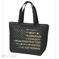 Husband Daddy Protector Hero Veteran Usa Flag Camouflage Dad Tote Bag thumb 3