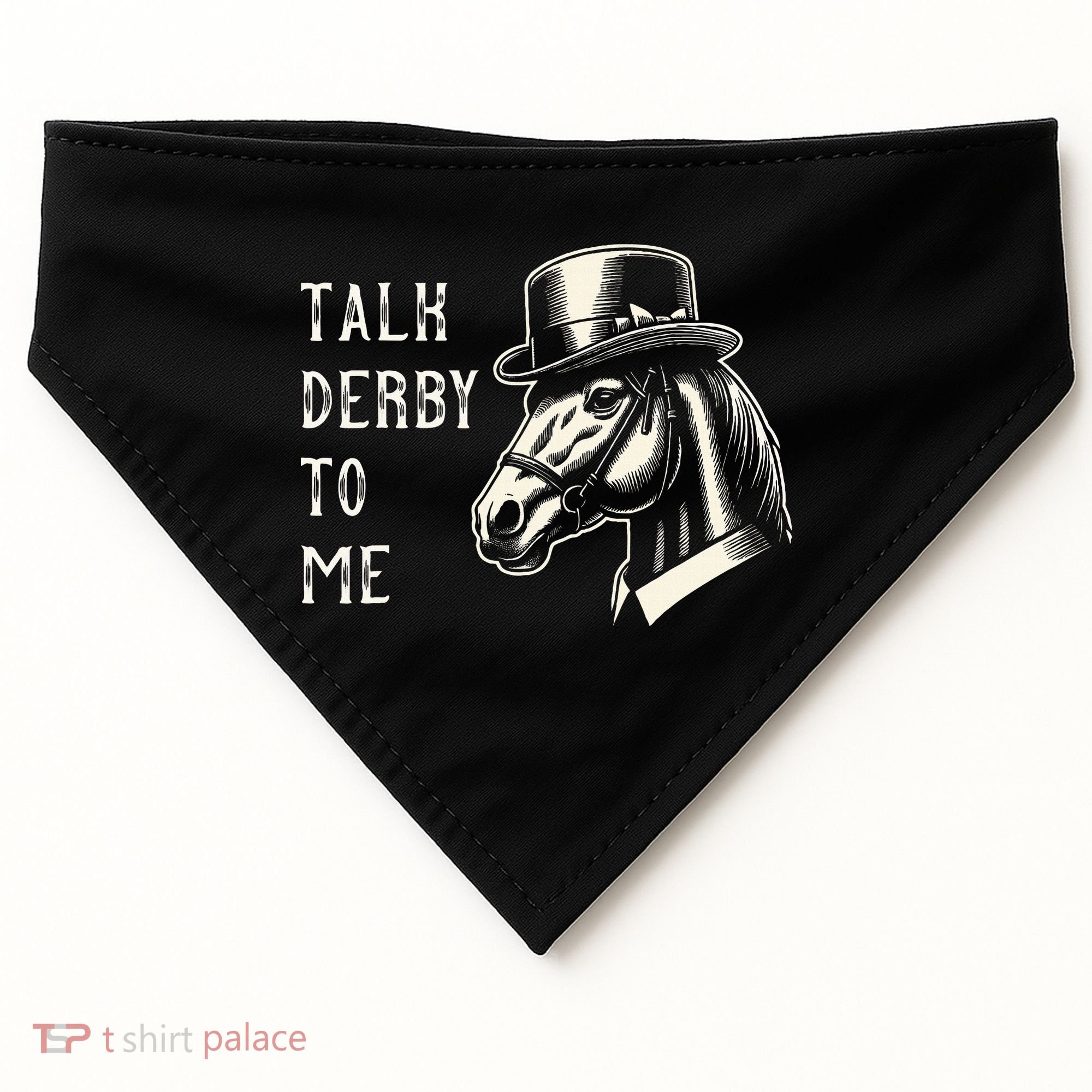 Horse Derby Party Blue Hat Talk Derby To Me USA-Made Doggie Bandana