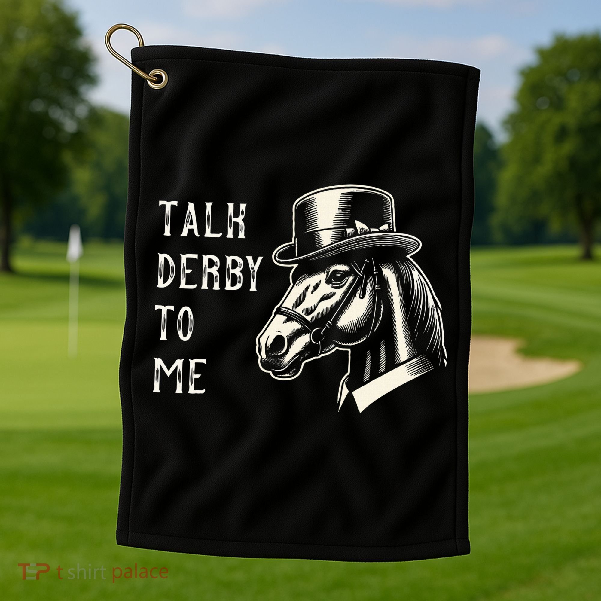Horse Derby Party Blue Hat Talk Derby To Me Golf Towel