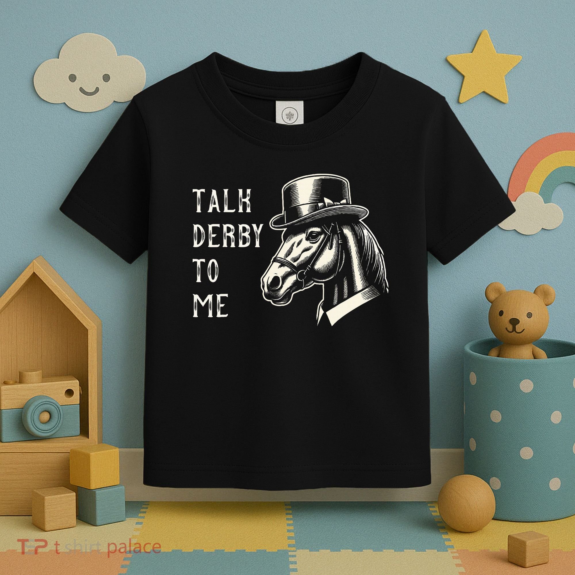 Horse Derby Party Blue Hat Talk Derby To Me Toddler T-Shirt