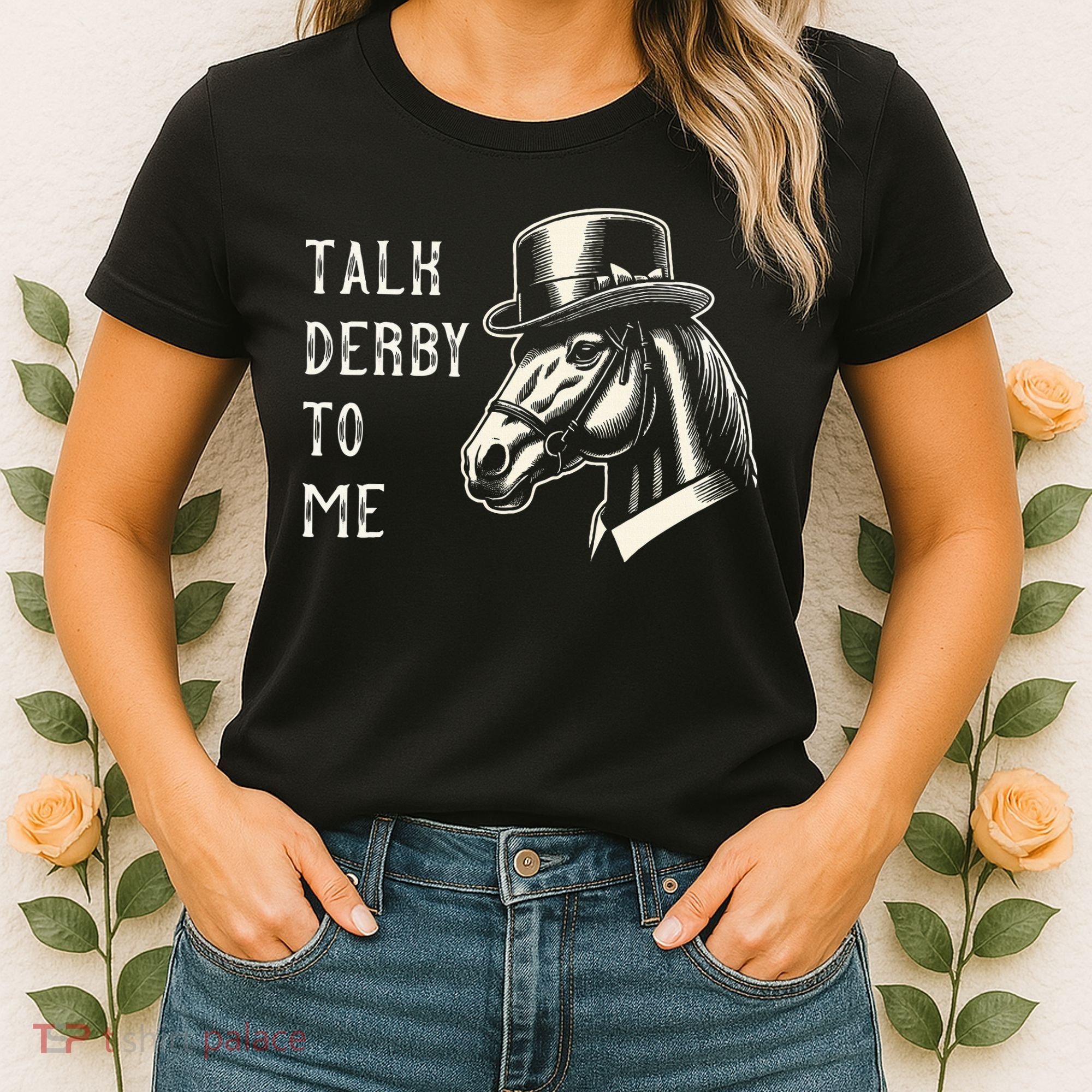 Horse Derby Party Blue Hat Talk Derby To Me Women's T-Shirt