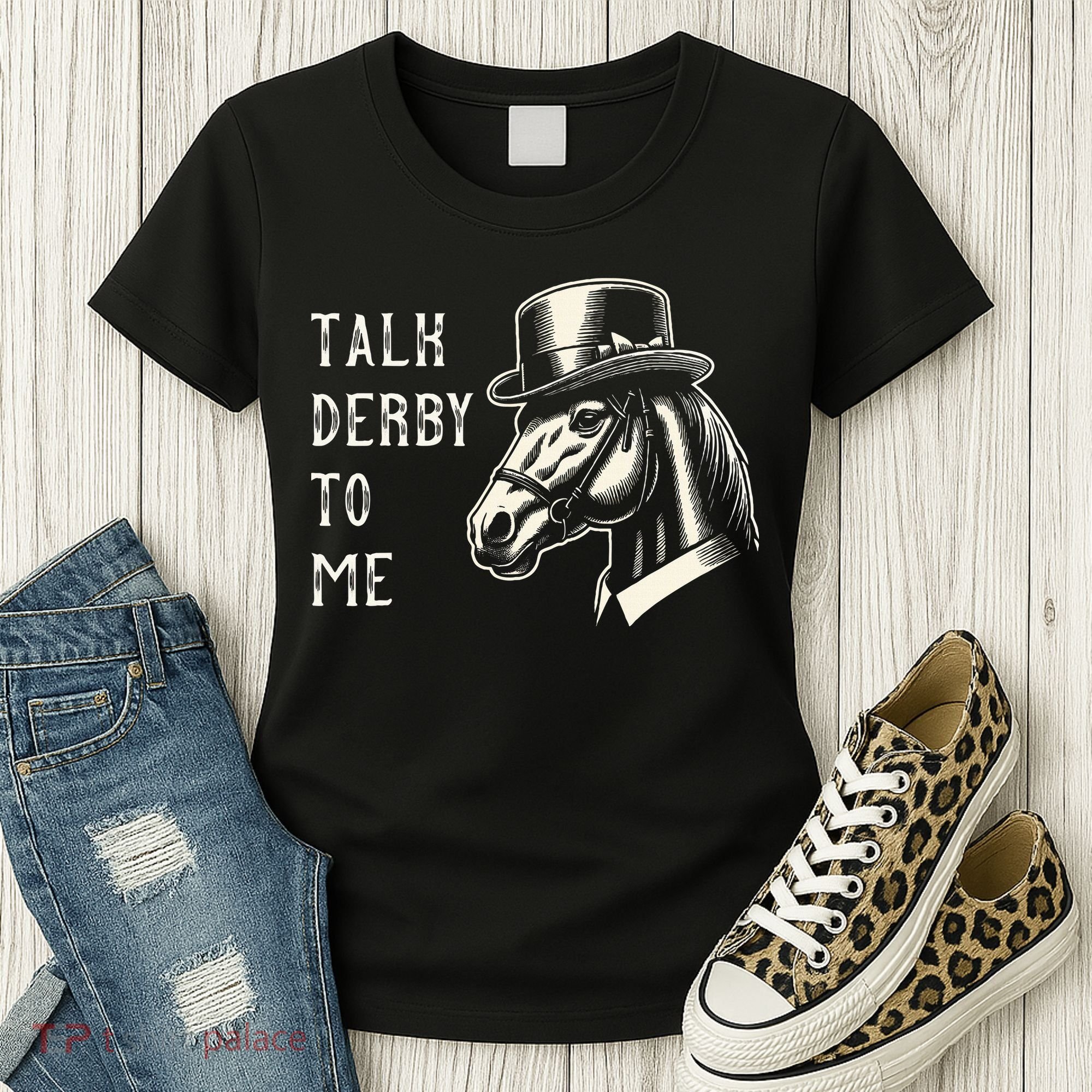 Horse Derby Party Blue Hat Talk Derby To Me Women's T-Shirt