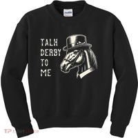 Horse Derby Party Blue Hat Talk Derby To Me Kids Sweatshirt thumb 0