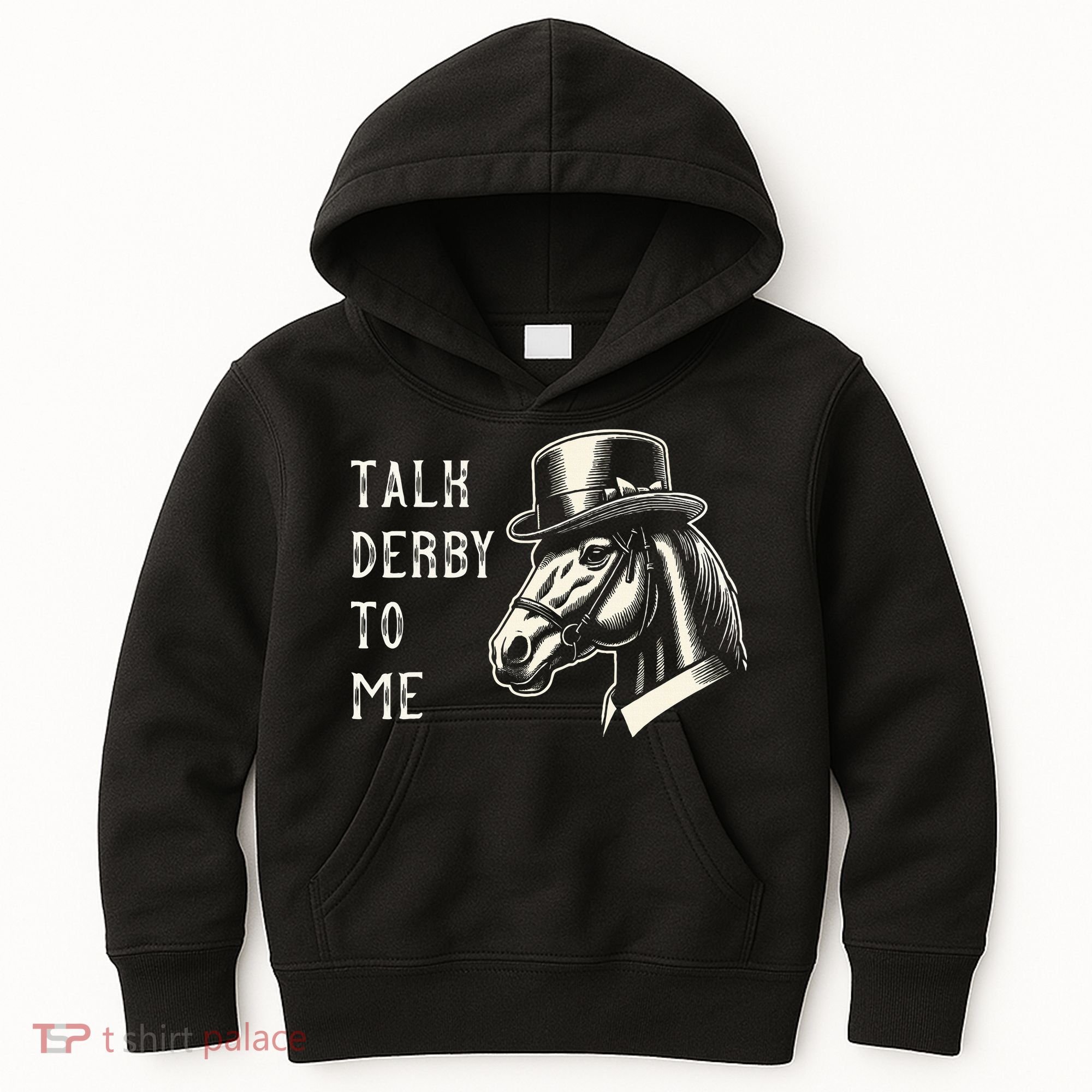 Horse Derby Party Blue Hat Talk Derby To Me Kids Hoodie