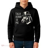 Horse Derby Party Blue Hat Talk Derby To Me Kids Hoodie thumb 4